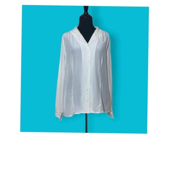 Pendleton cream silk long sleeves button shirt blouse size 14 - Picture 6 of 15
